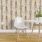 Pre-Pasted Wallpaper 2FT Wide Stripes Scandinavian Floral Folk Art Custom Pre-pasted Wallpaper by Spoonflower